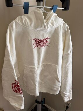 Darc Sport White Cropped Box Hoodie Wolves Forever